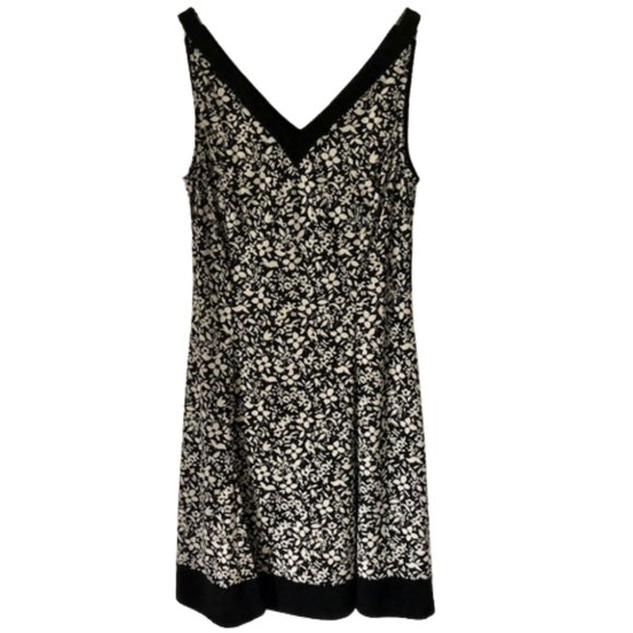 Ralph Lauren Chaps Black/Ivory Floral Sundress - L